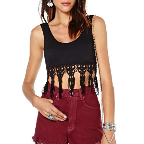 For Love And Lemons Tops - For Love & Lemons Bandit Crop Top in Black